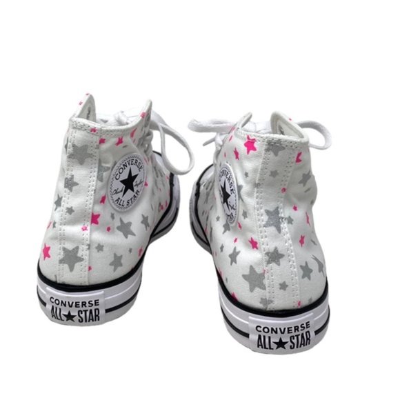 Converse Chuck Taylor Hi Sneakers White Pink Kid Women Size Canvas Shoes A05393F - Picture 8 of 10